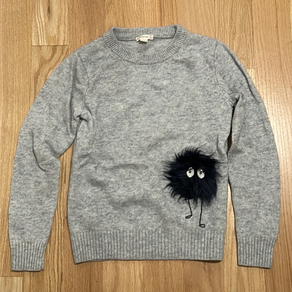 Crewcuts Girls Size 12 Grey Sweater With Pom Pom